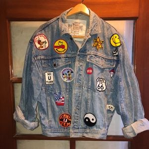 One of Kind Patched jean jacket from LF